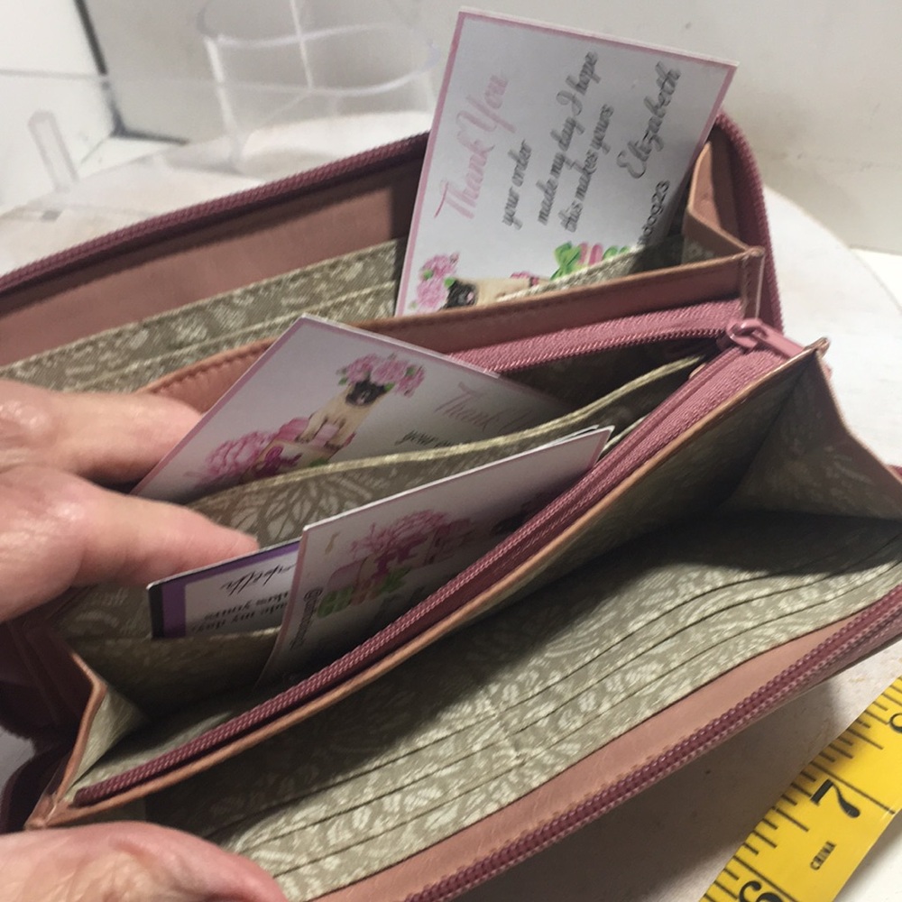 HOBO vintage leather zipper Clutch Wallet rose pink. - Picture 5 of 10